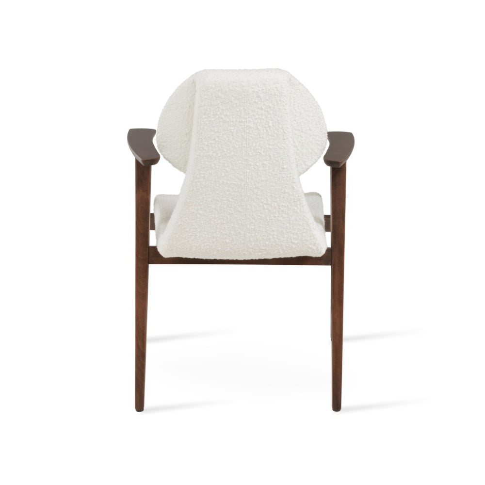 Soho Concept Gakko Guest Chair With Armrest - Elegant Beech Wood Design In Camira Boucle Or Leather, 10-year Warranty White  Soho-concept-dining-chair-03703