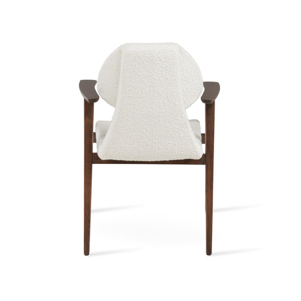 Soho Concept Gakko Guest Chair With Armrest - Elegant Beech Wood Design In Camira Boucle Or Leather, 10-year Warranty White  Soho-concept-dining-chair-03703