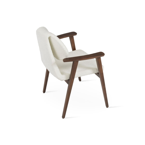 Soho Concept Gakko Guest Chair With Armrest - Elegant Beech Wood Design In Camira Boucle Or Leather, 10-year Warranty White  Soho-concept-dining-chair-03703