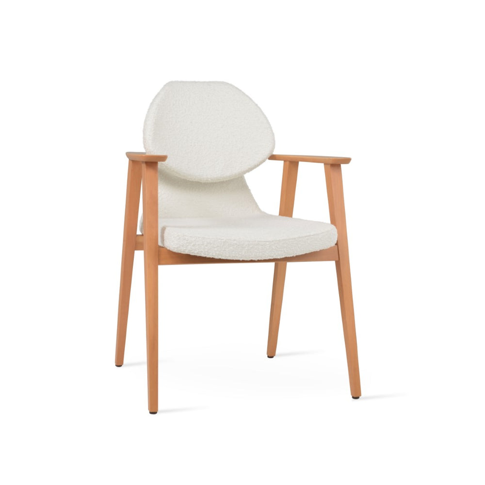 Soho Concept Gakko Guest Chair With Armrest - Stylish Dining Chair In Camira Fabric, 10-year Guarantee, Elegant Design Natural,White  Soho-concept-dining-chair-03705