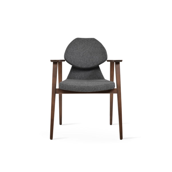 Soho Concept Gakko Guest Chair With Armrest - Elegant Dark Grey Camira Wool Fabric, 10-year Guarantee & Quality Dark Grey  Soho-concept-dining-chair-03696