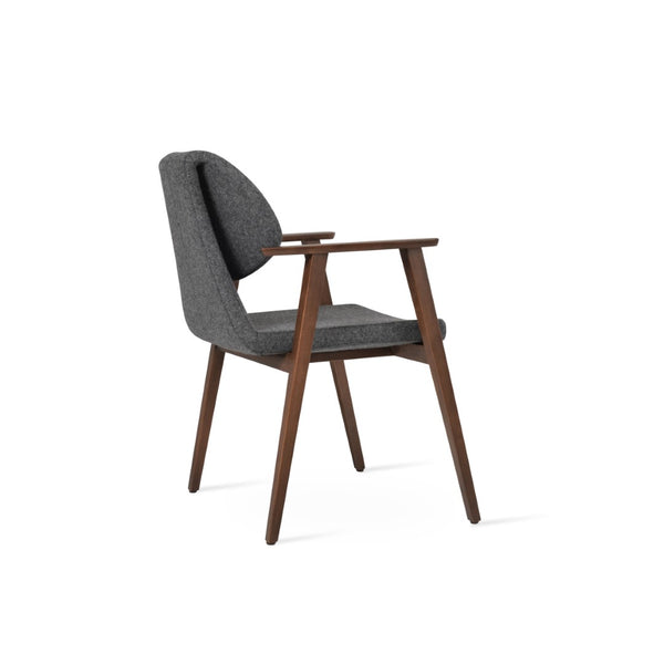 Soho Concept Gakko Guest Chair With Armrest - Elegant Dark Grey Camira Wool Fabric, 10-year Guarantee & Quality Dark Grey  Soho-concept-dining-chair-03697