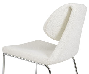 Soho Concept Gakko Dining Chair - Stylish Chrome Base, Premium Camira Boucle & Leather, 10-year Guarantee, Modern Design Chrome,White  Soho-concept-dining-chair-03706