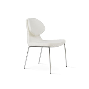 Soho Concept Gakko Dining Chair - Stylish Chrome Base, Premium Camira Boucle & Leather, 10-year Guarantee, Modern Design Chrome,White  Soho-concept-dining-chair-03706