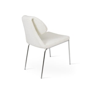 Soho Concept Gakko Dining Chair - Stylish Chrome Base, Premium Camira Boucle & Leather, 10-year Guarantee, Modern Design Chrome,White  Soho-concept-dining-chair-03706