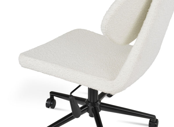 Soho Concept Gakko Office Chair - Luxurious Camira Yoredale Boucle Fabric & Leather, 10-year Guarantee, Adjustable Black,White  Soho-concept-dining-chair-12685