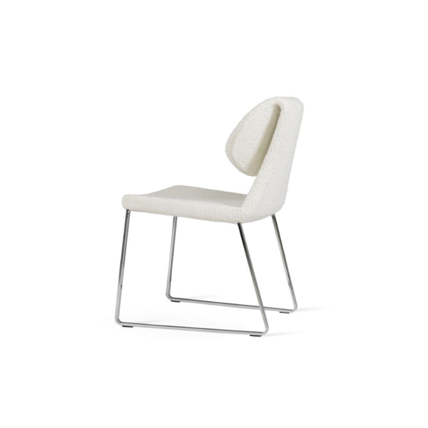 Soho Concept Gakko Dining Chair - Stylish Chrome Base, Premium Camira Boucle & Leather, 10-year Guarantee, Modern Design Chrome,White  Soho-concept-dining-chair-03716