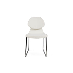 Soho Concept Gakko Dining Chair - Stylish Chrome Base, Premium Camira Boucle & Leather, 10-year Guarantee, Modern Design Chrome,White  Soho-concept-dining-chair-03716