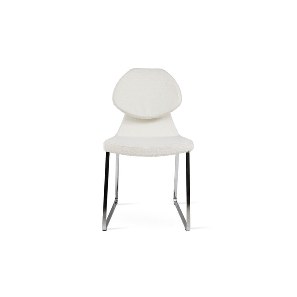 Soho Concept Gakko Dining Chair - Stylish Chrome Base, Premium Camira Boucle & Leather, 10-year Guarantee, Modern Design Chrome,White  Soho-concept-dining-chair-03716