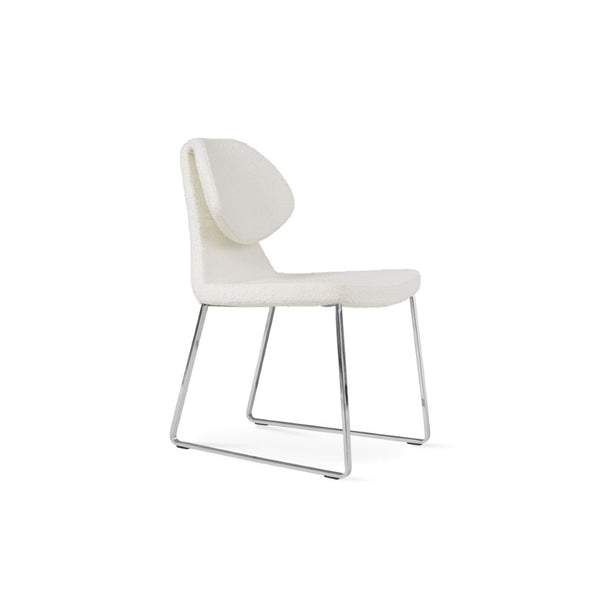 Soho Concept Gakko Dining Chair - Stylish Chrome Base, Premium Camira Boucle & Leather, 10-year Guarantee, Modern Design Chrome,White  Soho-concept-dining-chair-03716