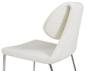 Soho Concept Gakko Dining Chair - Stylish Chrome Base, Premium Camira Boucle & Leather, 10-year Guarantee, Modern Design Chrome,White  Soho-concept-dining-chair-03716