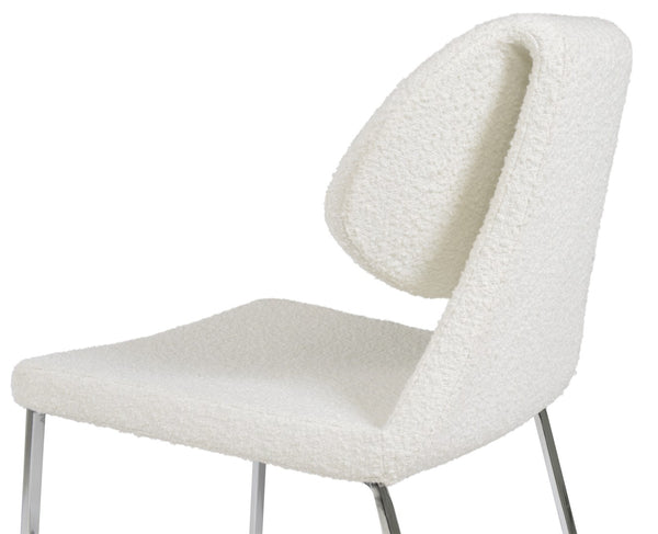 Soho Concept Gakko Dining Chair - Stylish Chrome Base, Premium Camira Boucle & Leather, 10-year Guarantee, Modern Design Chrome,White  Soho-concept-dining-chair-03716
