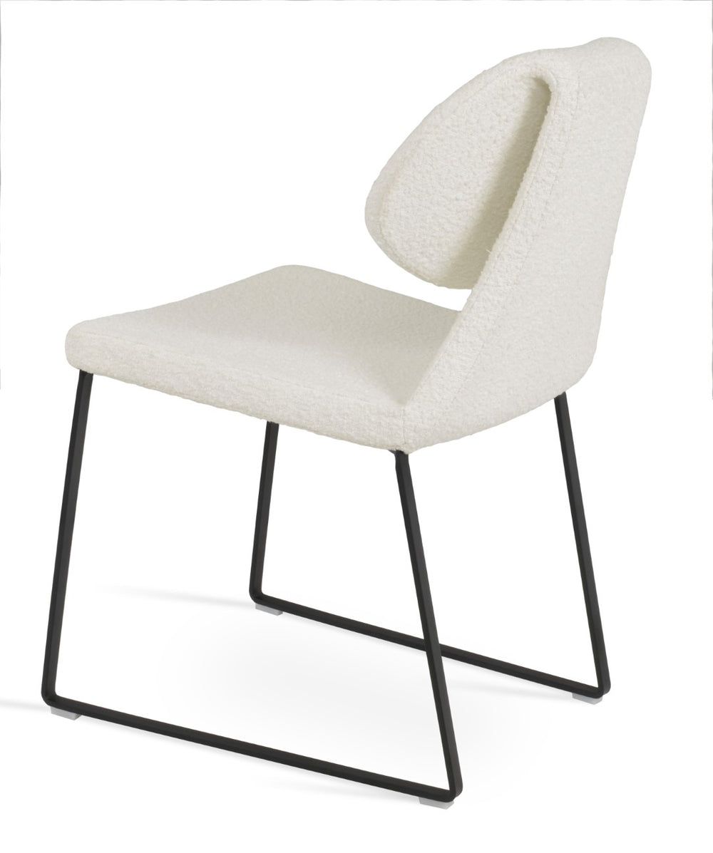 Soho Concept Gakko Stylish Slide Chair - Premium Camira Yoredale Boucle Fabric, 10-year Guarantee, Modern Design Black,White  Soho-concept-dining-chair-03713