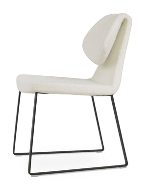 Soho Concept Gakko Stylish Slide Chair - Premium Camira Yoredale Boucle Fabric, 10-year Guarantee, Modern Design Black,White  Soho-concept-dining-chair-03713