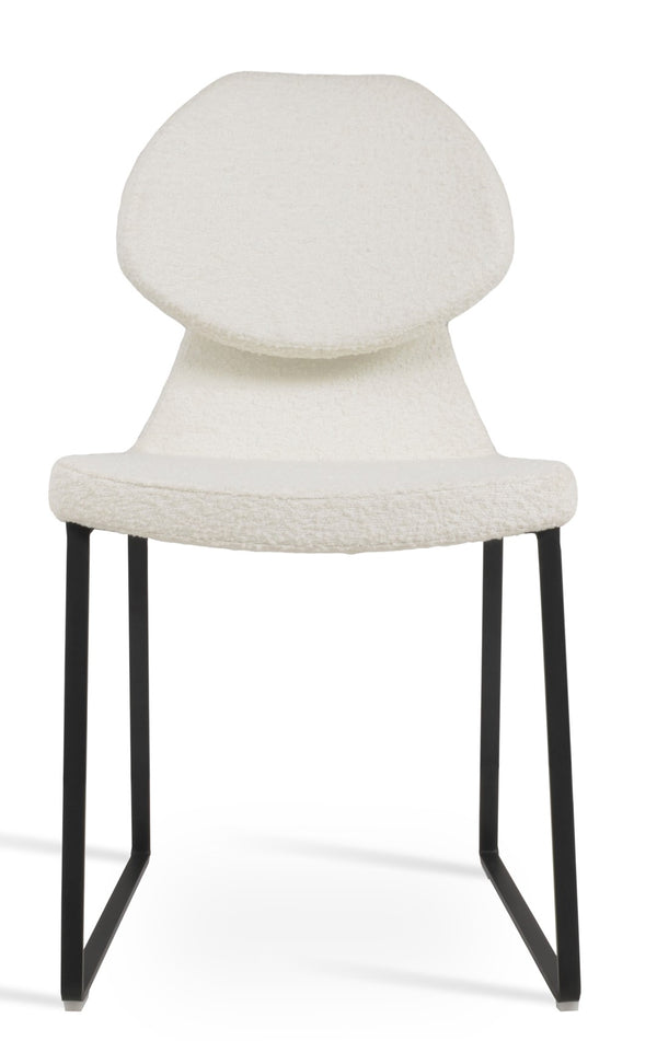 Soho Concept Gakko Stylish Slide Chair - Premium Camira Yoredale Boucle Fabric, 10-year Guarantee, Modern Design Black,White  Soho-concept-dining-chair-03713