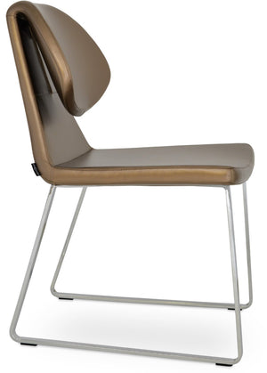 Soho Concept Gakko Slide Chair: Stylish Dining Seat With Premium Fabric Options & Lifetime Guarantee, Turkiye Made Chrome,Gold  Soho-concept-dining-chair-03721
