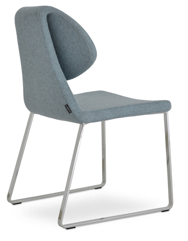 Soho Concept Gakko Slide Chair - Modern Dining Chair In Camira Blazer Wool, 10-year Guarantee, Black & Grey Blue  Soho-concept-dining-chair-03723