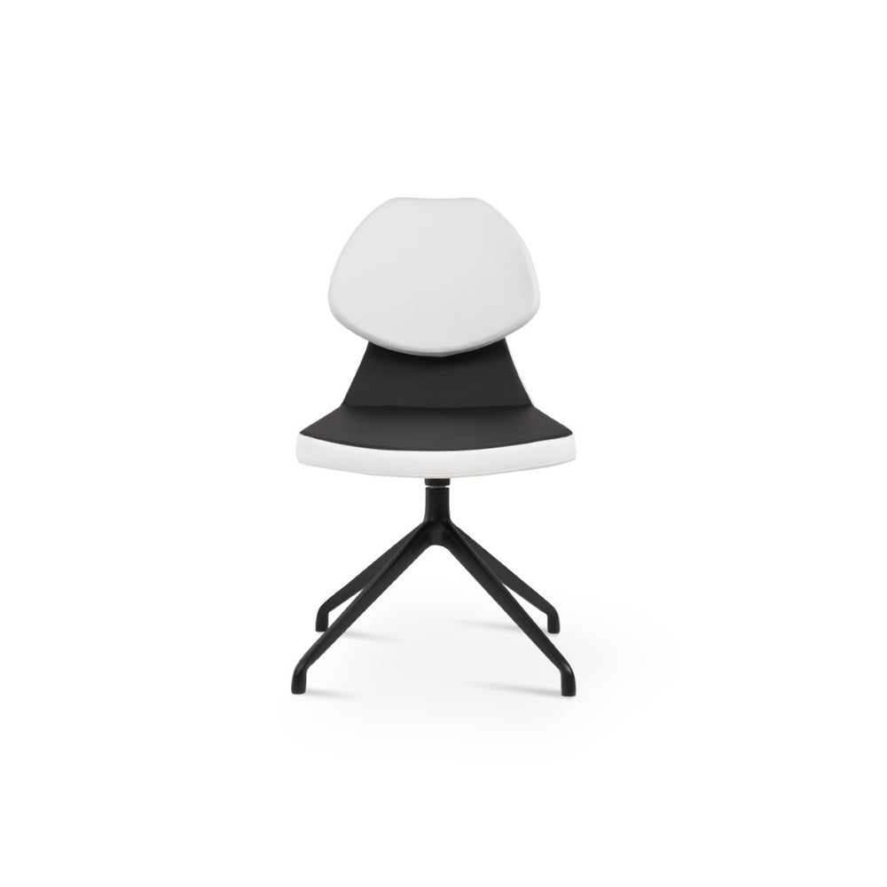 Soho Concept Gakko Spider Swivel Chair - Stylish Dining Seat With Camira Fabric, Brass Finish & 10-year Warranty Black,White  Soho-concept-dining-chair-03731