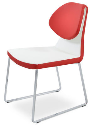 Soho Concept Gakko Slide Chair: Stylish Dining Seat With Premium Fabric Options & Lifetime Guarantee, Turkiye Made White,Red  Soho-concept-dining-chair-03717