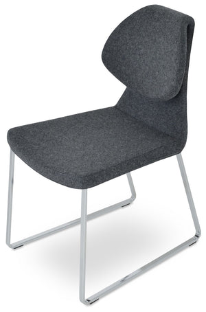 Soho Concept Gakko Slide Chair: Stylish Dining Seat With Premium Fabric Options & Lifetime Guarantee, Turkiye Made Chrome,Dark Grey  Soho-concept-dining-chair-03725