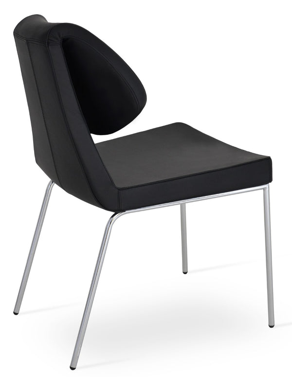 Soho Concept Gakko Dining Chair - Stylish Chrome Base, Premium Camira Boucle & Leather, 10-year Guarantee, Modern Design Chrome,Black  Soho-concept-dining-chair-03733