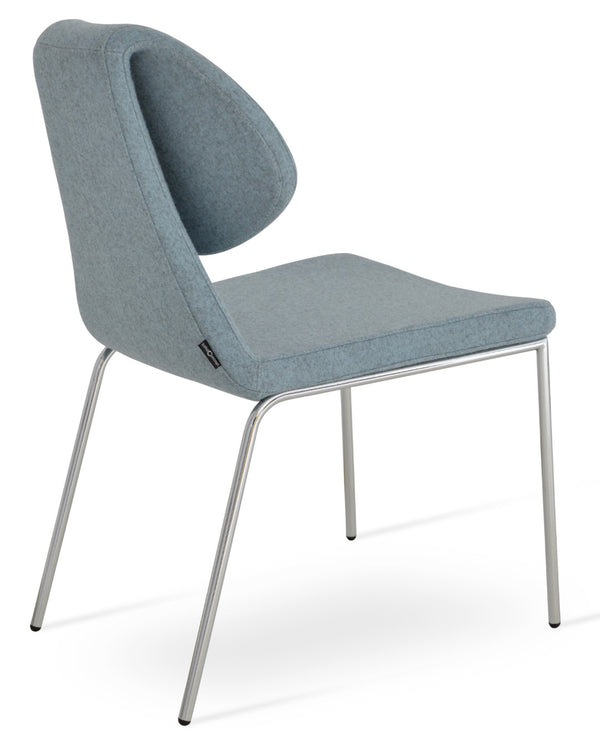 Soho Concept Gakko Dining Chair - Premium Camira Blazer Wool, Sleek Chrome Base, 10-year Guarantee, 300 Lb Capacity Chrome,Blue  Soho-concept-dining-chair-03735