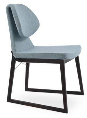 Soho Concept Gakko Wood Chair - Stylish Dining Seat In Camira Blazer Wool With 10-year Guarantee, Walnut Finish Blue  Soho-concept-dining-chair-03750