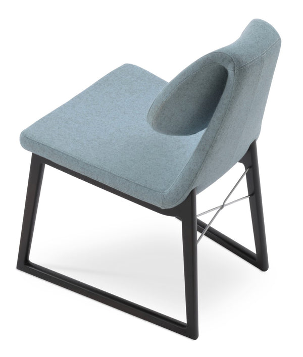 Soho Concept Gakko Wood Chair - Stylish Dining Seat In Camira Blazer Wool With 10-year Guarantee, Walnut Finish Blue  Soho-concept-dining-chair-03750
