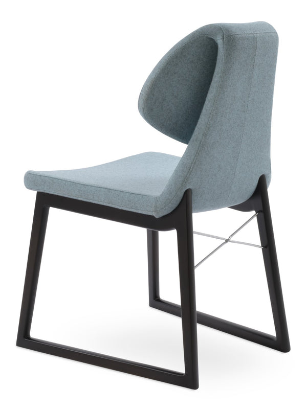 Soho Concept Gakko Wood Chair - Stylish Dining Seat In Camira Blazer Wool With 10-year Guarantee, Walnut Finish Blue  Soho-concept-dining-chair-03750
