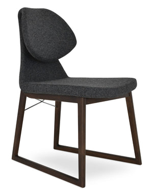 Soho Concept Gakko Wood Chair - Stylish Dining Seat In Camira Blazer Wool With 10-year Guarantee, Walnut Finish Walnut,Dark Grey  Soho-concept-dining-chair-03737