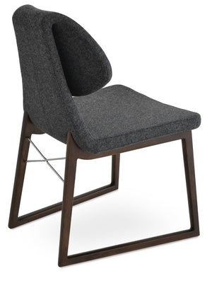 Soho Concept Gakko Wood Chair - Stylish Dining Seat In Camira Blazer Wool With 10-year Guarantee, Walnut Finish Walnut,Dark Grey  Soho-concept-dining-chair-03737