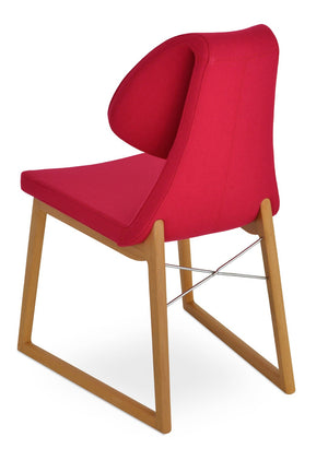 Soho Concept Gakko Wood Chair – Elegant Ankara Wool Upholstered Dining Chair In Pink With Solid Beech Base Natural,Pink  Soho-concept-dining-chair-03747