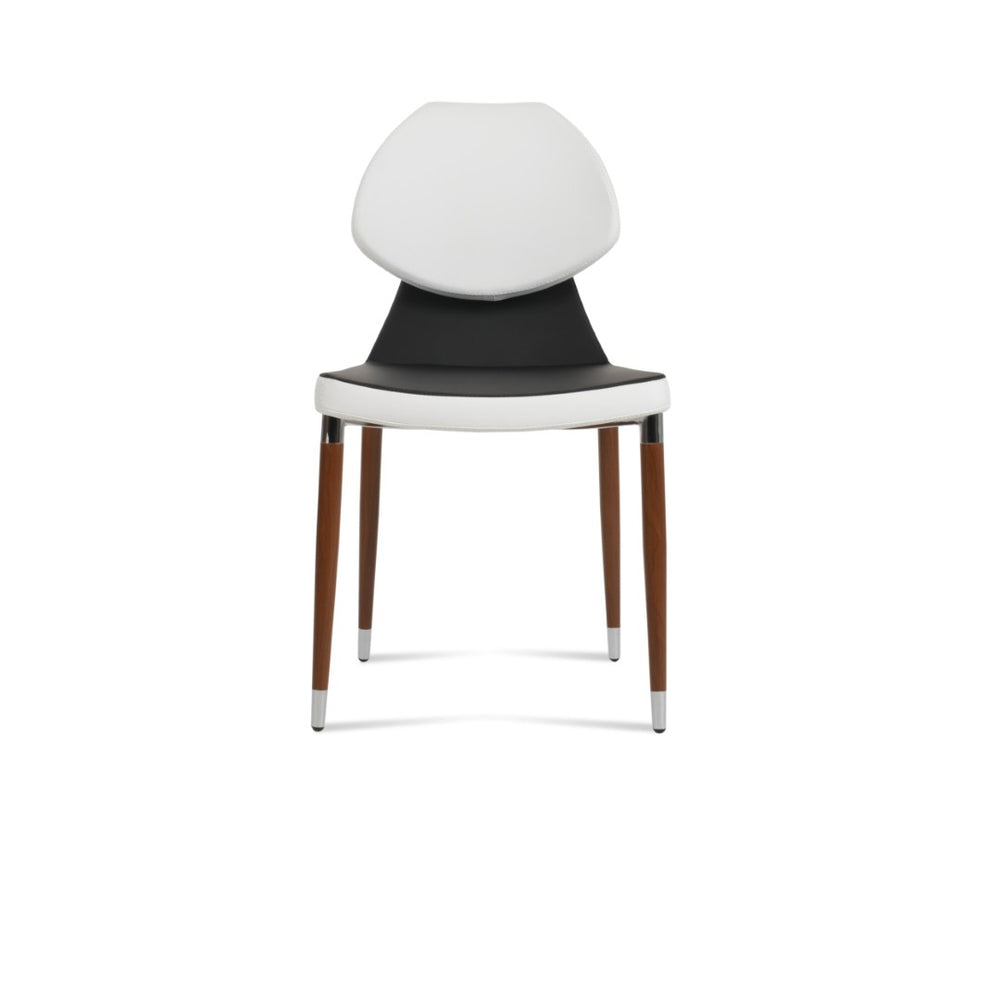 Soho Concept Gakko Ana Chair - Modern Dining Chair With Walnut Legs, Chrome Footrest, Black & White Options Walnut,Black,White  Soho-concept-dining-chair-03684