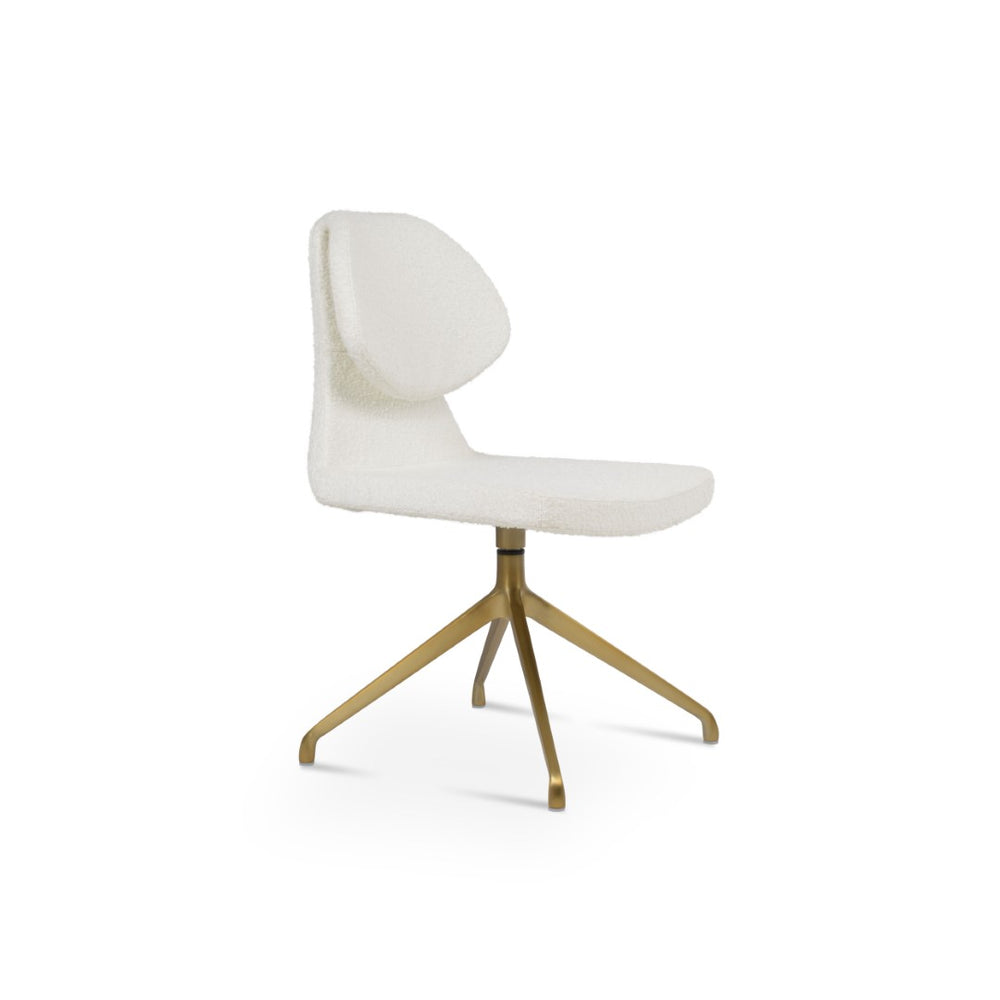 Soho Concept Gakko Spider Swivel Chair - Premium Comfort In Camira Boucle & Genuine Leather, 10-year Guarantee Brass,White  Soho-concept-dining-chair-03730