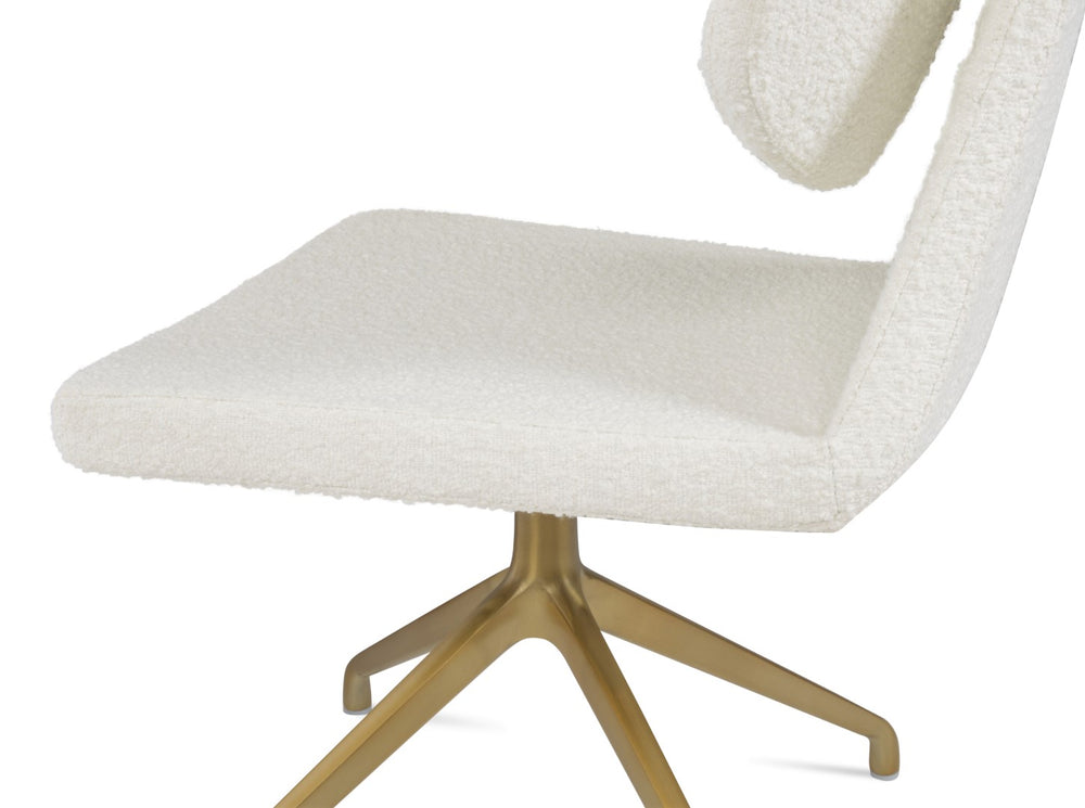 Soho Concept Gakko Spider Swivel Chair - Premium Comfort In Camira Boucle & Genuine Leather, 10-year Guarantee Brass,White  Soho-concept-dining-chair-03730