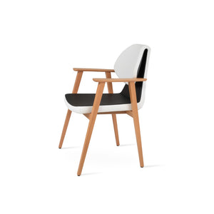 Soho Concept Gakko Guest Chair With Armrest - Stylish Dining Chair In Camira Fabric, 10-year Guarantee, Elegant Design Natural,Black,White  Soho-concept-dining-chair-03699