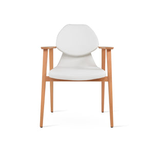 Soho Concept Gakko Guest Chair With Armrest - Stylish Dining Chair In Camira Fabric, 10-year Guarantee, Elegant Design Natural,White  Soho-concept-dining-chair-03698
