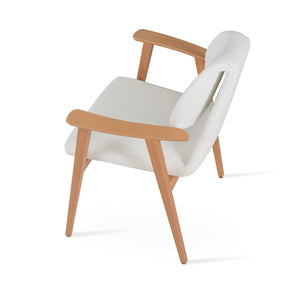 Soho Concept Gakko Guest Chair With Armrest - Stylish Dining Chair In Camira Fabric, 10-year Guarantee, Elegant Design Natural,White  Soho-concept-dining-chair-03698
