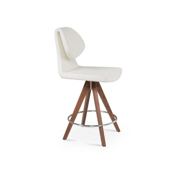 Soho Concept Gazel Pyramid Swivel Counter And Bar Stools - Luxurious Camira Wool, Solid Wood, 10-year Guarantee Walnut,White  Soho-concept-dining-chair-06843