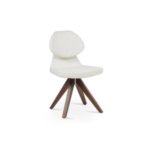 Soho Concept Gazel Pyramid Wood Swivel Dining Chair - Elegant Camira Wool Fabric, 10-year Guarantee, Walnut Finish Walnut,White  Soho-concept-dining-chair-03708