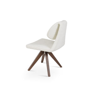 Soho Concept Gazel Pyramid Wood Swivel Dining Chair - Elegant Camira Wool Fabric, 10-year Guarantee, Walnut Finish Walnut,White  Soho-concept-dining-chair-03708