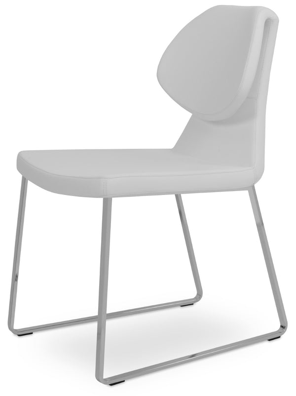 Soho Concept Gakko Slide Chair: Stylish Dining Seat With Premium Fabric Options & Lifetime Guarantee, Turkiye Made White,Chrome  Soho-concept-dining-chair-03681