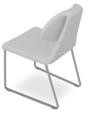 Soho Concept Gakko Slide Chair: Stylish Dining Seat With Premium Fabric Options & Lifetime Guarantee, Turkiye Made White,Chrome  Soho-concept-dining-chair-03682