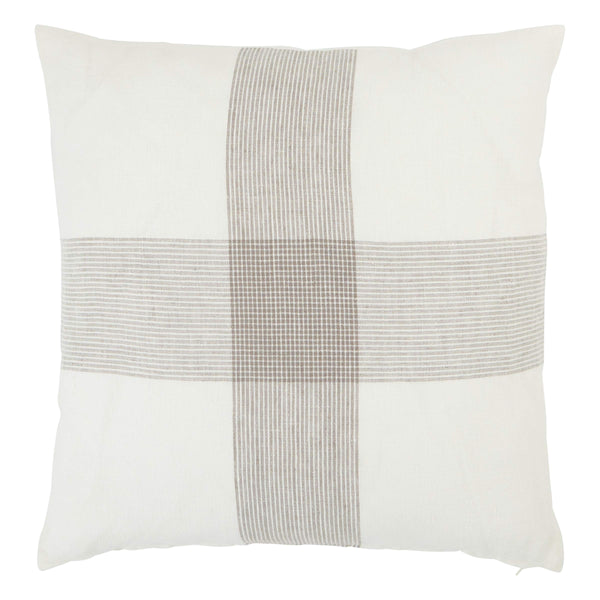 Jaipur Living Vibe by Jaipur Living Pembroke Linen Pillow Cover Woven Stripe Neutral Bedroom Accent PLC102396