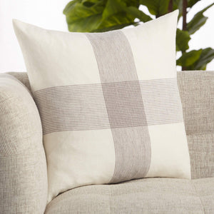 Jaipur Living Vibe by Jaipur Living Pembroke Linen Pillow Cover Woven Stripe Neutral Bedroom Accent PLC102396