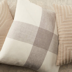 Jaipur Living Vibe by Jaipur Living Pembroke Linen Stripe Throw Pillow Geometric White Gray Square Poly Fill PLW103650
