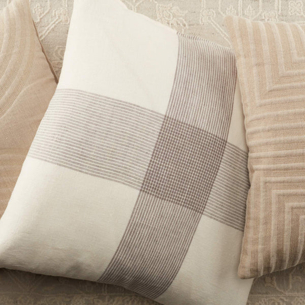 Jaipur Living Vibe by Jaipur Living Pembroke Linen Stripe Throw Pillow Geometric White Gray Square Poly Fill PLW103650