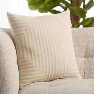 Jaipur Living Vibe by Jaipur Living Neutra Linen Geometric Taupe Square Pillow for Neutral Interiors Poly Fill PLW103651