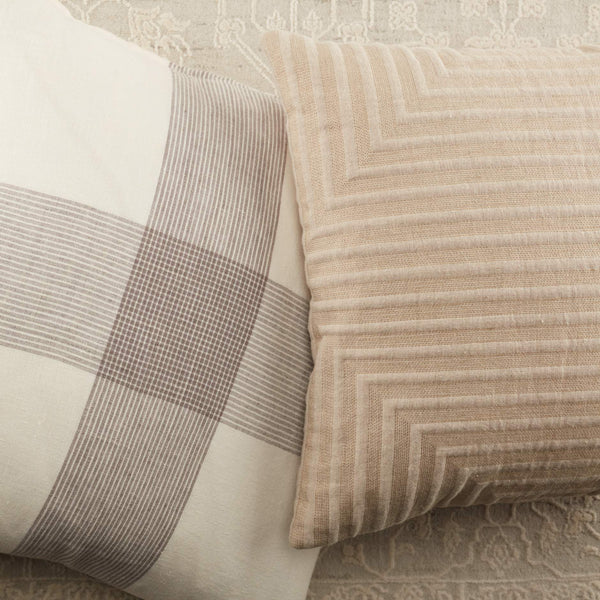 Jaipur Living Vibe by Jaipur Living Neutra Linen Geometric Taupe Throw Pillow Cover for Sofas PLC102397