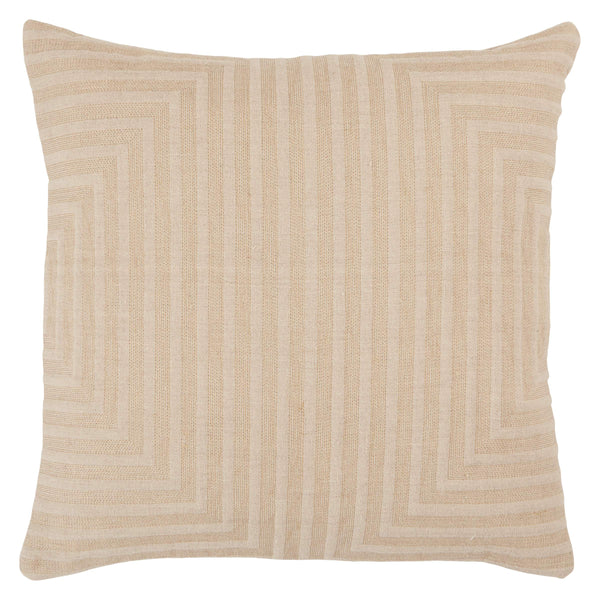 Jaipur Living Vibe by Jaipur Living Neutra Linen Geometric Taupe Square Pillow for Neutral Interiors Poly Fill PLW103651
